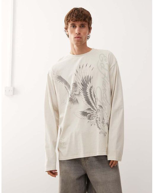 Ed Hardy Natural Eagle Battle Long Sleeve T-shirt for men