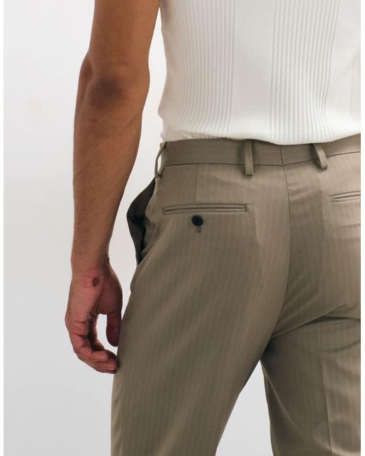 ASOS Natural Tapered Suit Trousers for men
