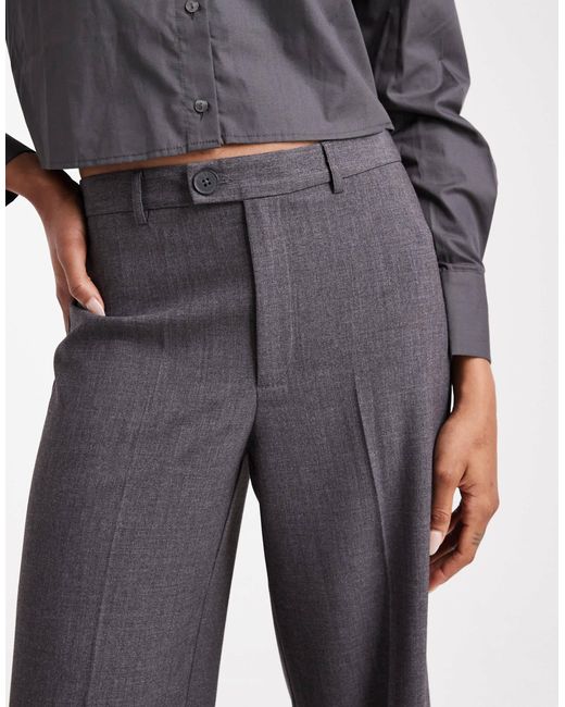 Vero Moda Gray Straight Smart Trouser With Crease Front