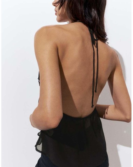 Pull&Bear Haltertop Met Spiegeltjes in het Black