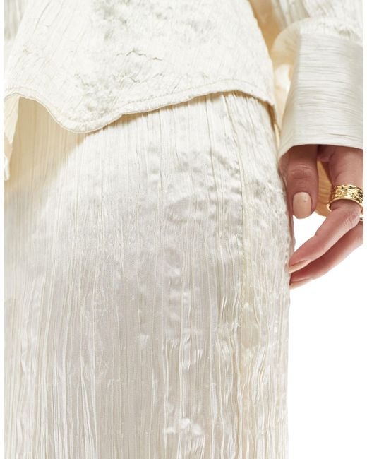 Vero Moda White Aware Satin Plisse Midi Skirt Co-ord