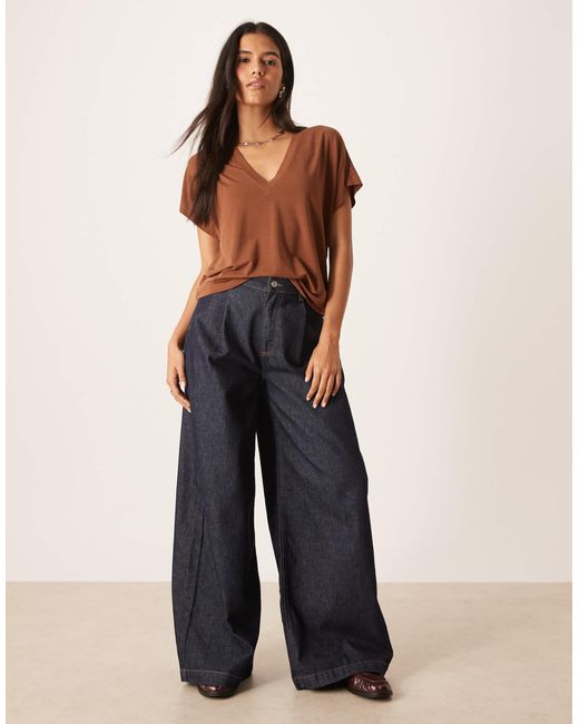 ASOS Brown Breathemaxtm Lyocell Drapey V Neck T-shirt