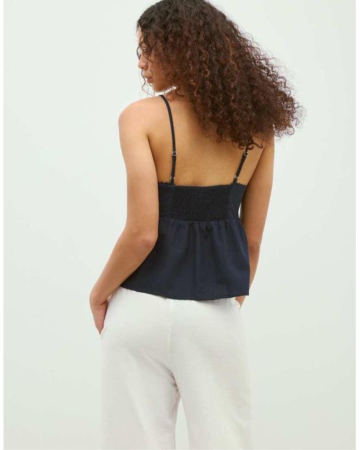 Stradivarius Blue Rustic Strappy Top