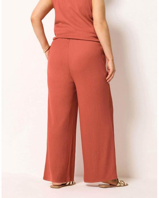 Yours Clothing Orange Textured Wide Leg Trousers