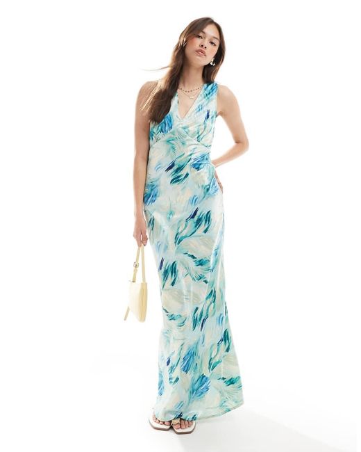 Vero Moda Blue V-Neck Open Back Maxi Dress