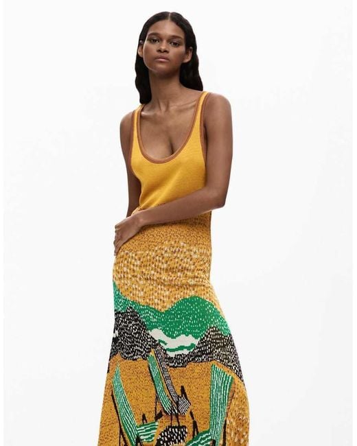 Desigual Gray Jacquard Strap Dress
