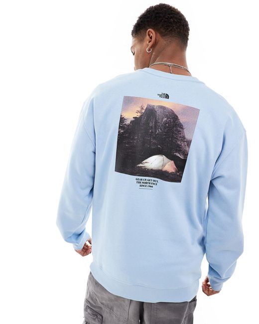 Camping - sweat avec imprimé rétro au dos - acier - exclusivité asos The North Face pour homme en coloris Blue