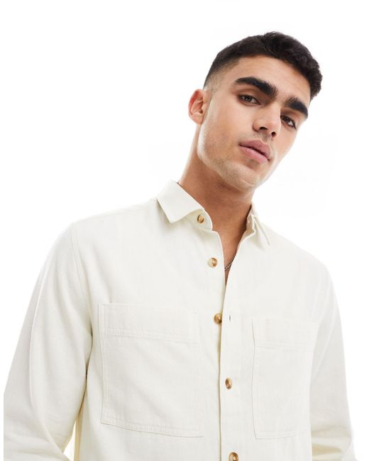 ASOS White Double Pocket Denim Overshirt for men