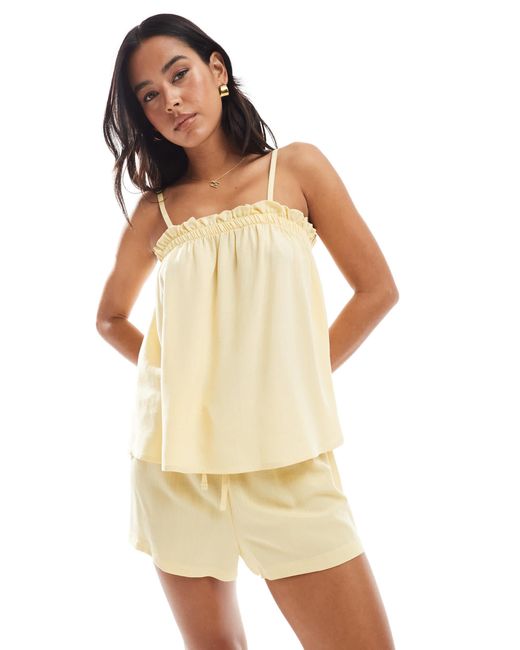 ASOS Natural – micro-shorts aus leinenmix