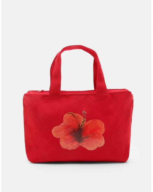 Mini tote bag à motif hibiscus Pull&Bear en coloris Red