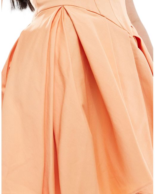 ASOS Orange Structured Bandeau Mini Dress With Full Skirt