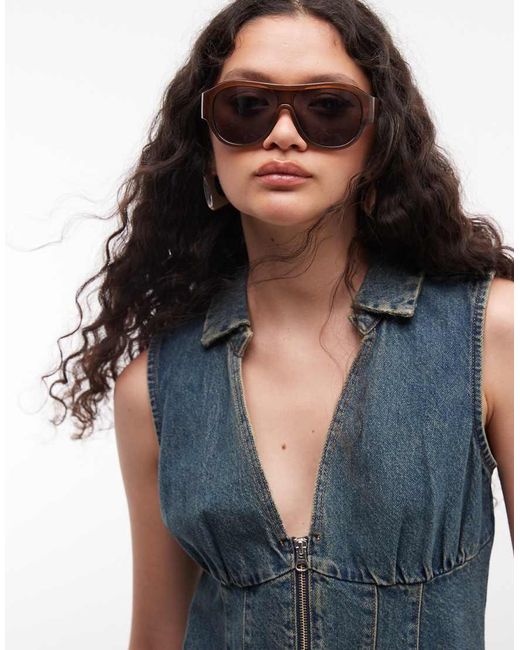 Collusion Blue Zip Through Denim Shirt