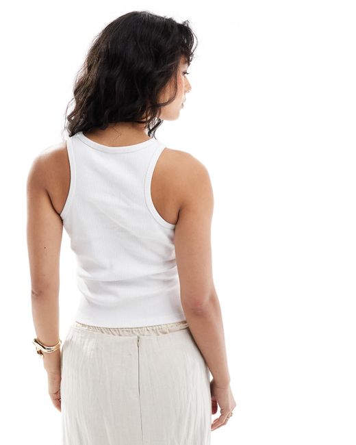 4th & Reckless Black Ribbed Embroidered Logo Vest Top
