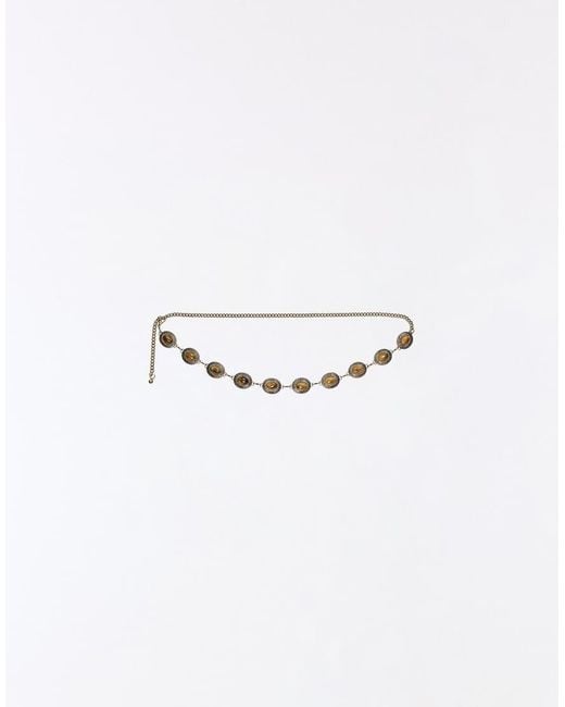 Bershka Black Rhinestone Chain Belt