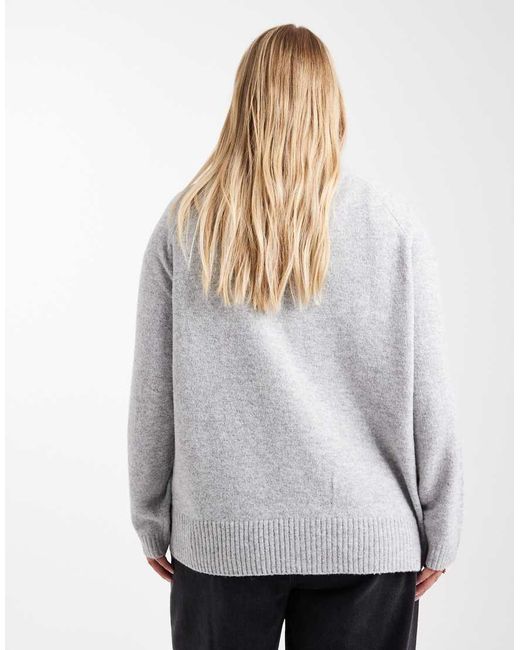 Vero Moda Gray Boxy Knitted Cardigan With Pockets