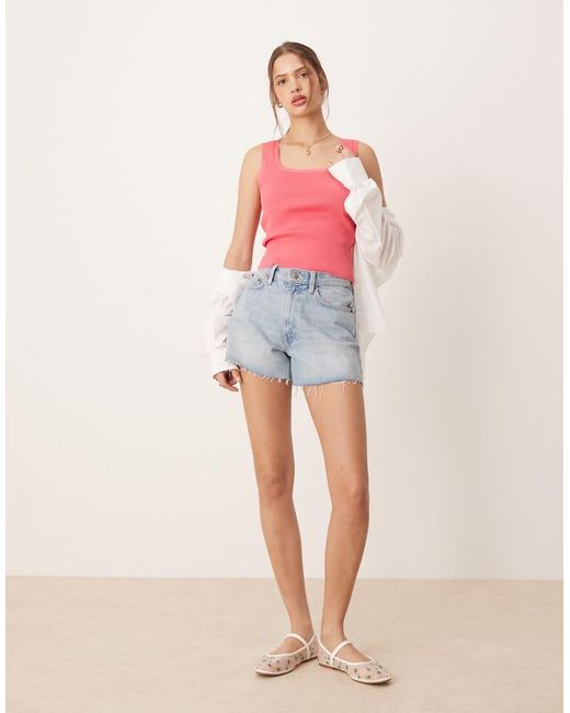 Aware Ribgebreide Tanktop in het Pink