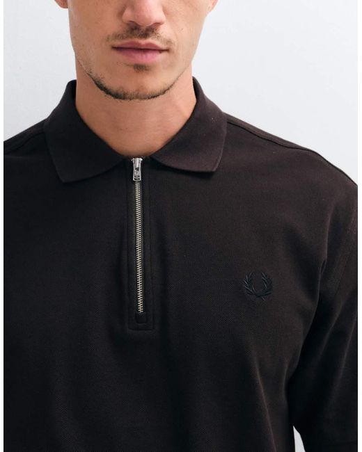 Fred Perry Black Tennis Net Tape Polo Shirt for men