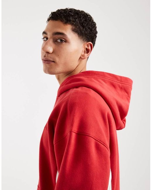Hollister Red Front Pocket Chest Logo Hoodie for men