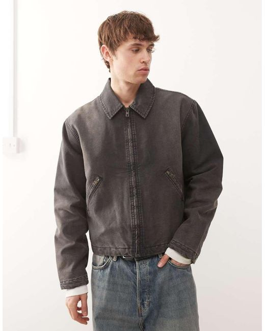 Weekday Gray Boxy Washed Canvas Jacket for men