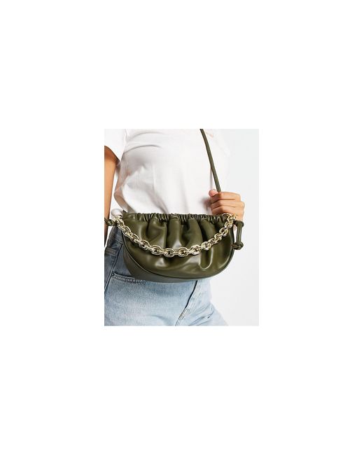 EGO Half Moon Pouch Cross Body Bag With Chain in Green Lyst