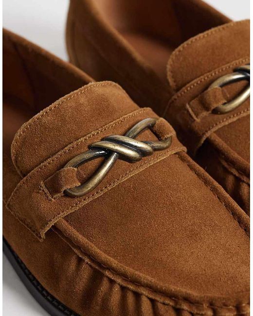 ASOS Brown Loafers With Knotted Snaffle And Ruching for men