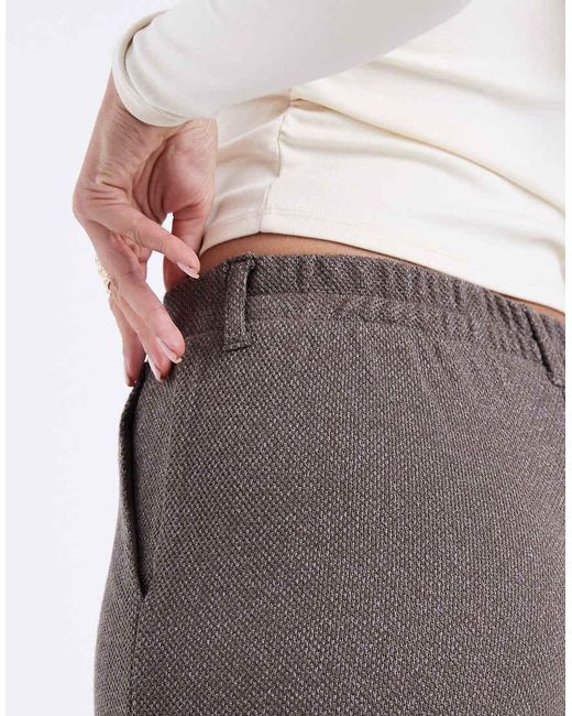 Pieces Natural Cotton Blend Salt And Pepper Wide Leg Tailored Trousers