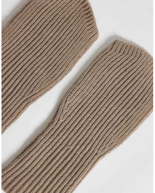 ASOS Brown Palm Warmer Fingerless Gloves for men