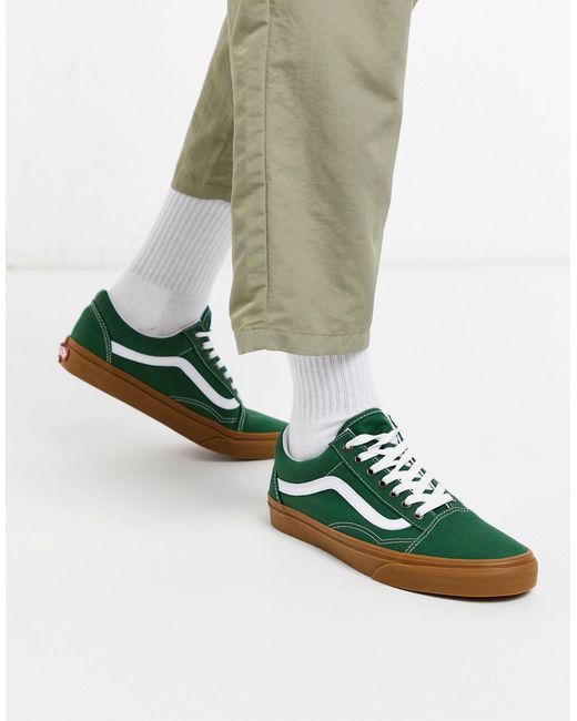 Caña Baja de Lona de Vans de color Verde Mujer Zapatos de Zapatillas de Zapatillas de corte bajo 