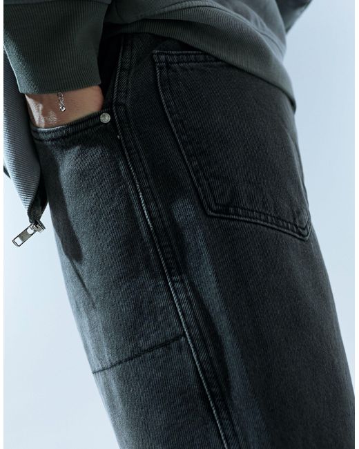 Jeans larghi slavato a pannelli di ASOS in Blue da Uomo