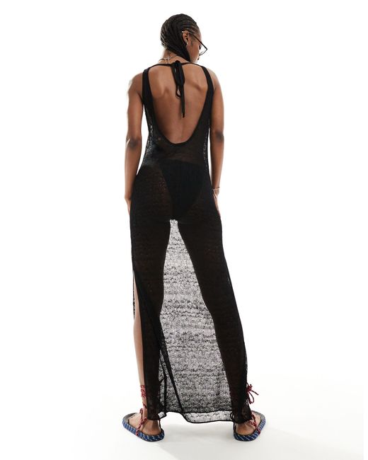 Sylvie - robe longue et transparente en maille pointelle Weekday en coloris Black