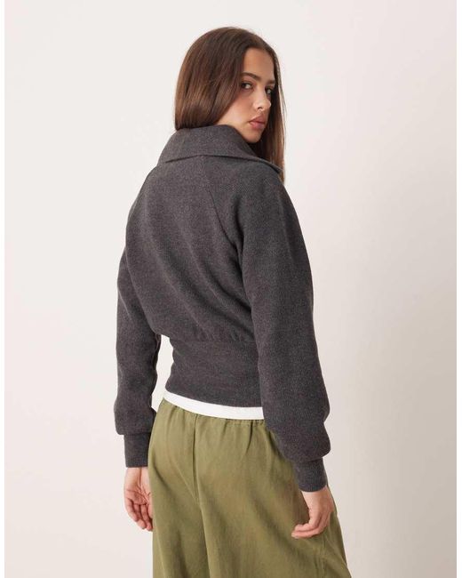ASOS Gray Super Soft Cinched Zip Through Jumper