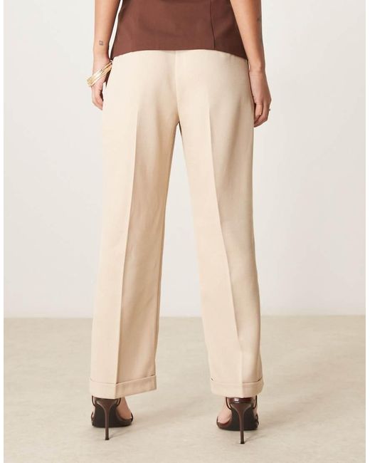 Pantalones De Sastre De Corte Recto Slim Con Cinturón De Petite-Sin Color ASOS de color Natural