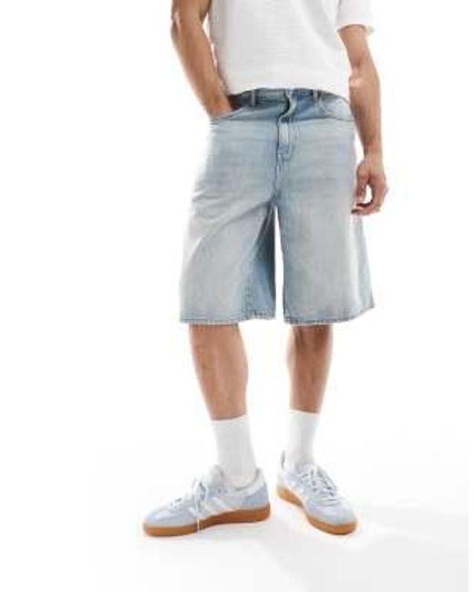 Only & Sons – baggy fit jeans-shorts in Blue für Herren