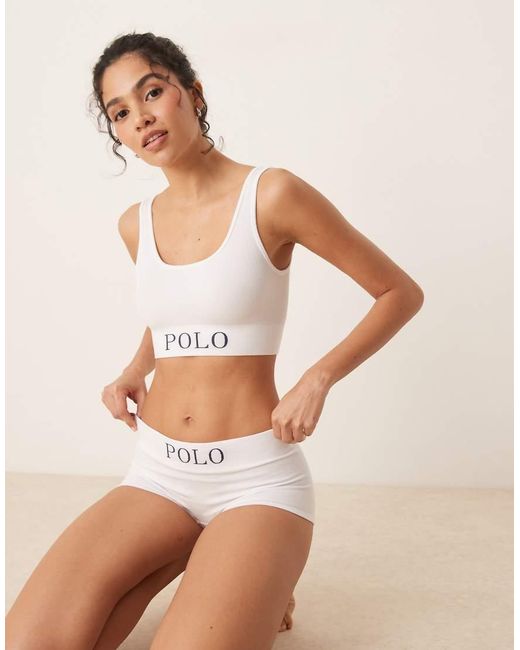 Polo Ralph Lauren White Ribbed Seamless Scoop Tankbralette