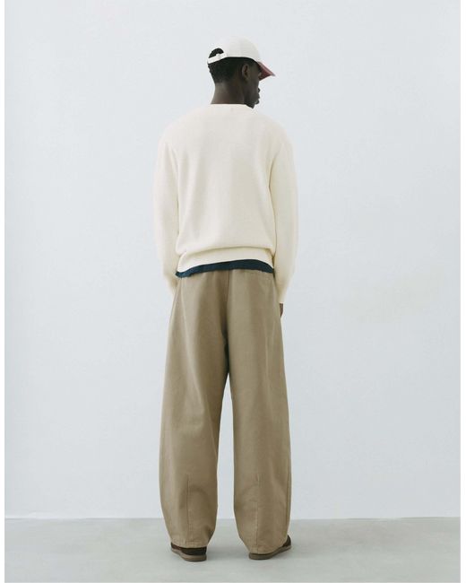 Pull basique écru Pull&Bear pour homme en coloris White
