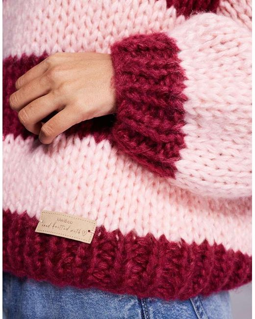 Kiwi & Co Red Lovebug Hand Knitted Balloon Sleeve Crew Neck Jumper