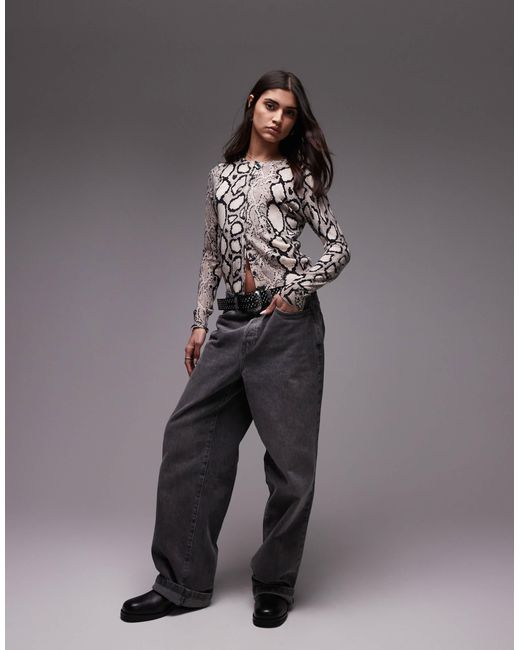 AllSaints Gray Anouk Snake Print Cardigan-white