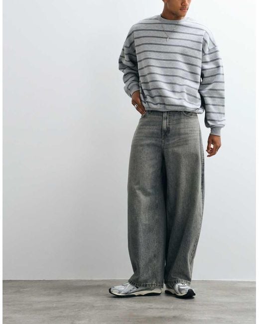 Jack & Jones Gray Joey baggy Barrel Jeans With Seam Detail for men