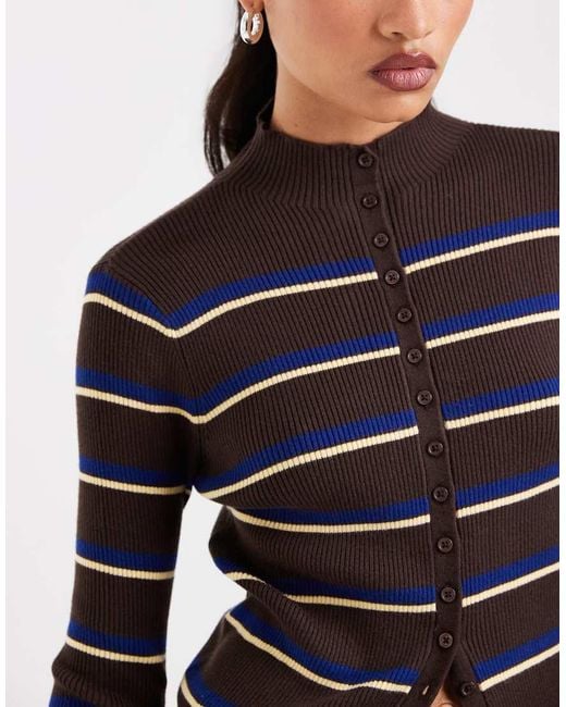 ASOS Blue Button Through Funnel Neck Cardigan