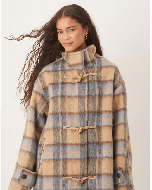 ASOS Natural Wool Blend Funnel Neck Coat With Toggle Detail
