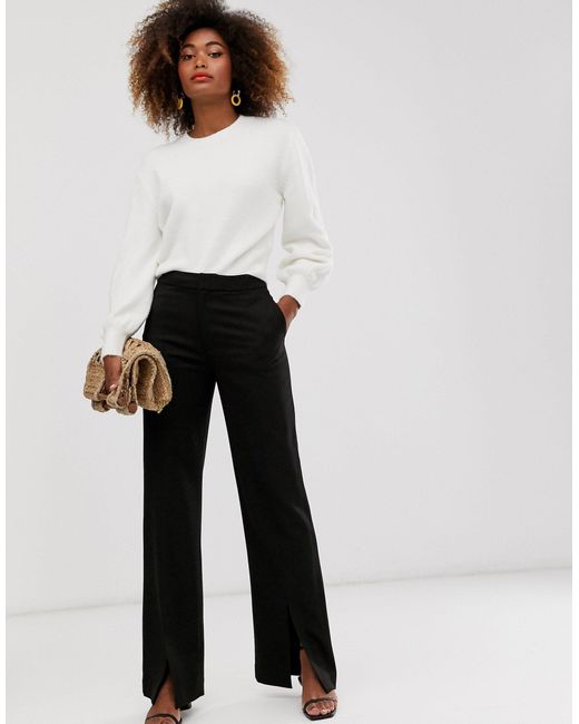 \u0026 Other Stories Tailored Trousers With Front Slit in Black | Lyst
