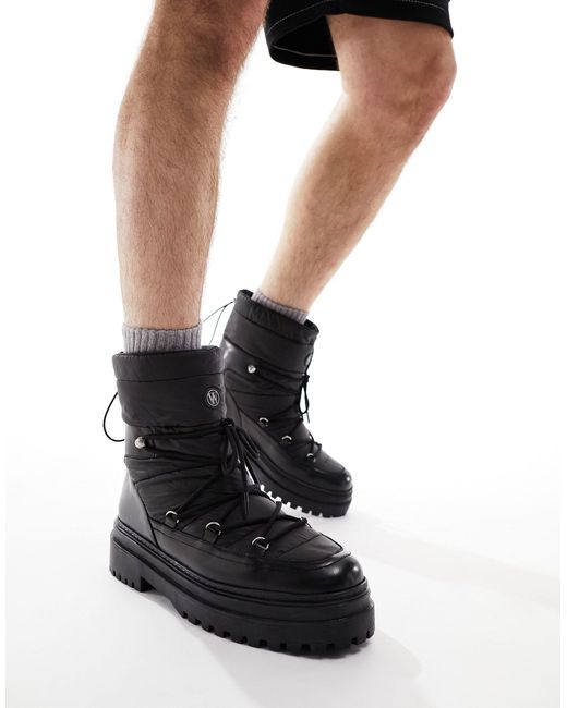 Walk London Black Element Snow Boots for men