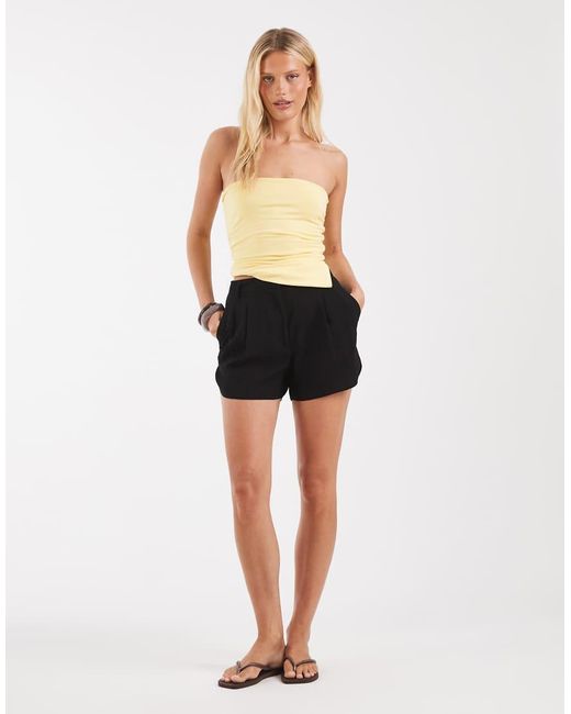 ASOS Black Tailored Linen Look Runner Short