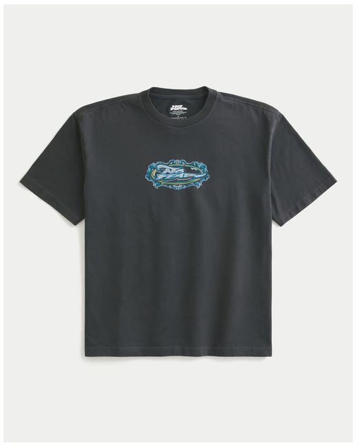 Hollister Black Boxy Heavyweight No Fear Graphic Tee for men