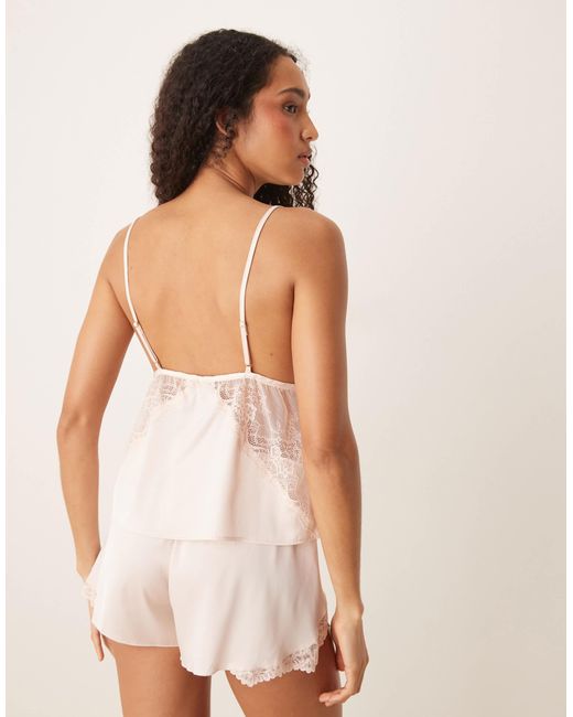 Abercrombie & Fitch Natural – pyjama-trägertop aus satin