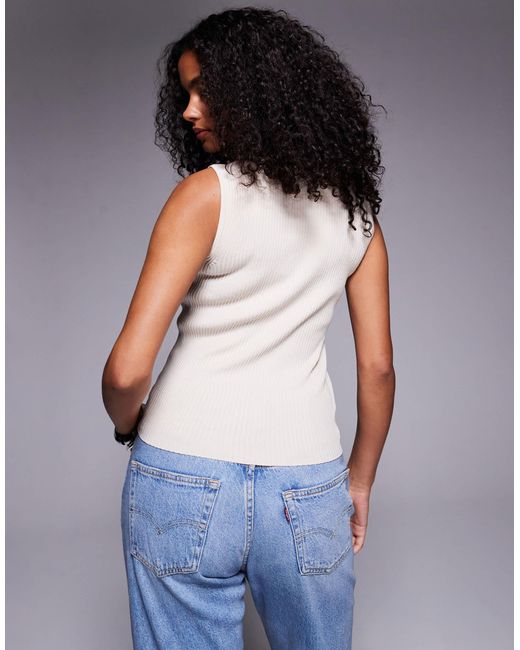 River Island Blue – geripptes oberteil
