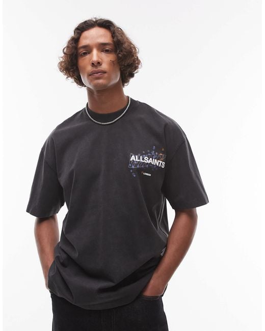 AllSaints – wavy – t-shirt in Blue für Herren