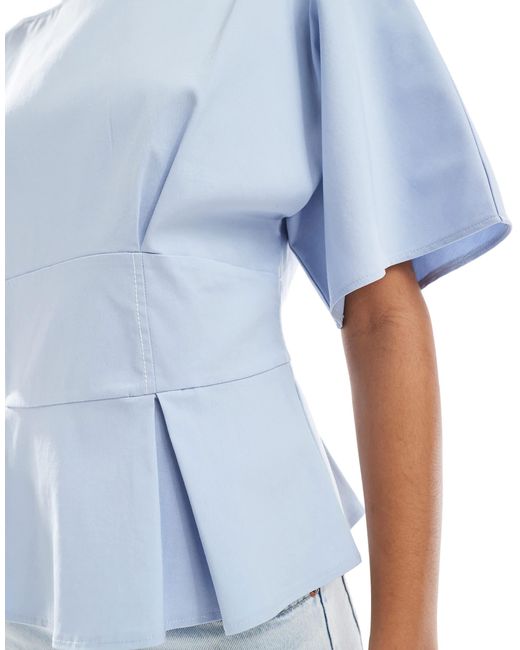 ASOS Blue Top With Waisted Seam Detail