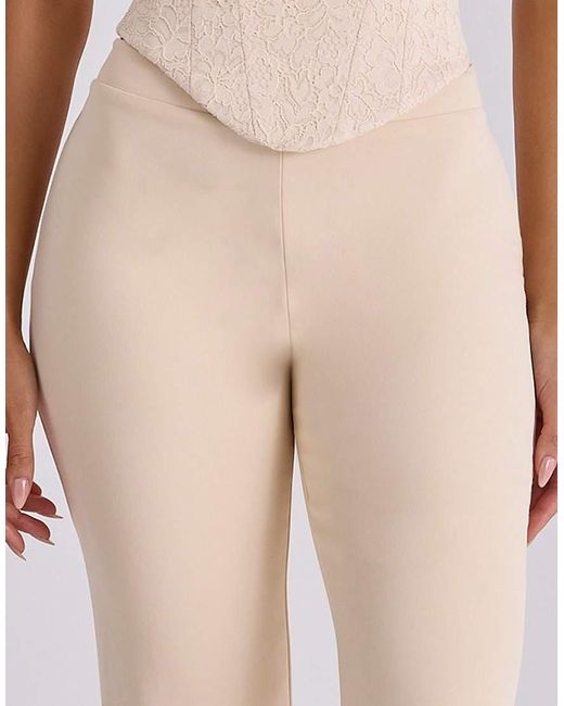 House Of Cb Natural Chiara Vintage Ivory Crepe Straight Leg Trousers