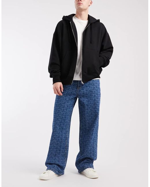 Tommy Hilfiger Blue Theo baggy Jeans With All Over Print for men